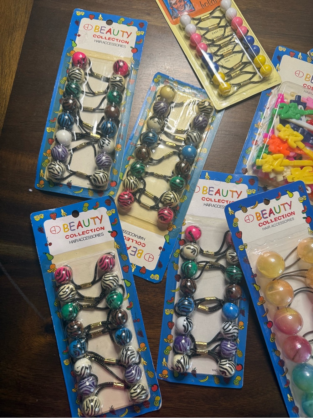 Vintage Lot of 9 New Old Stock Hair Accessories - Ball Ties & Fun Clips